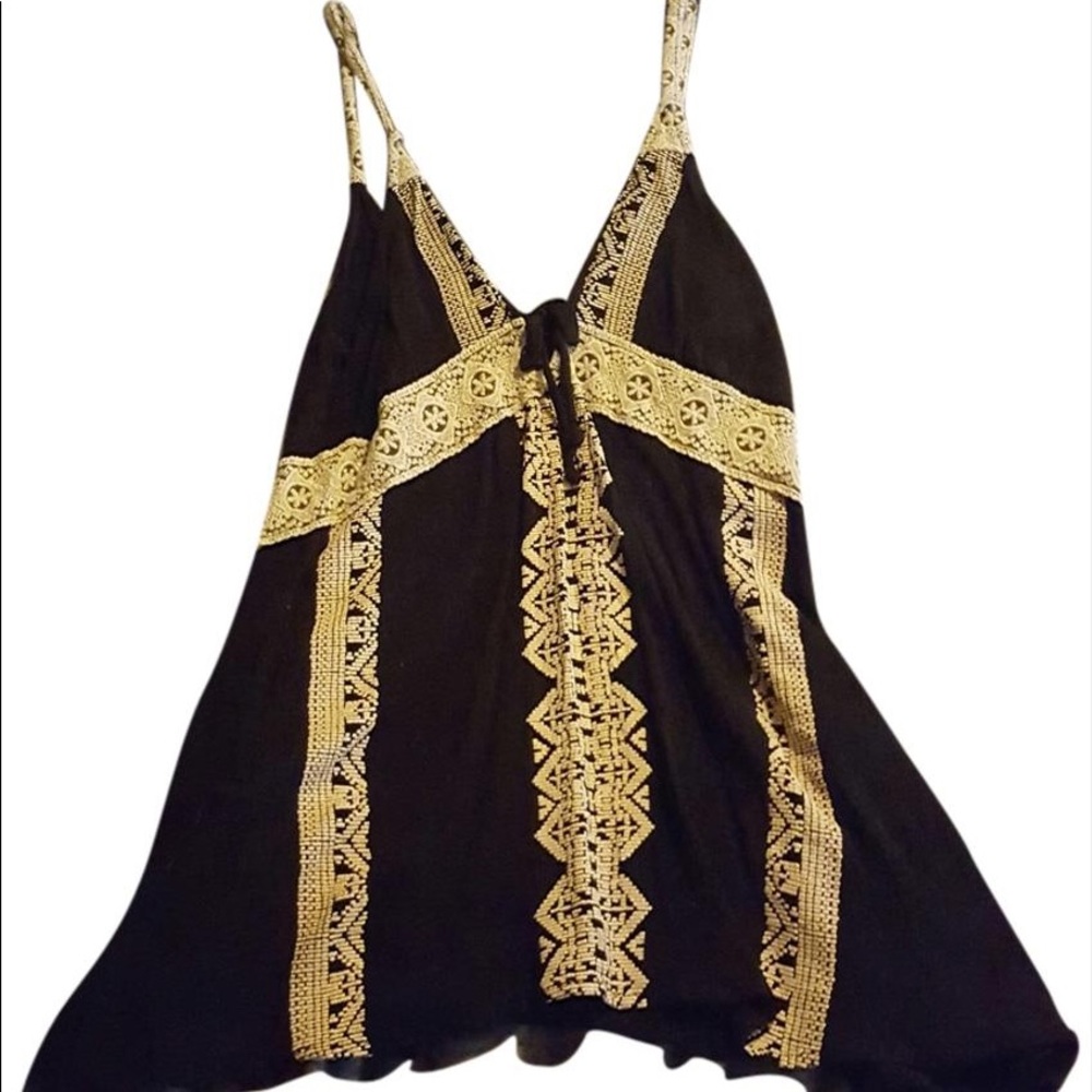 Black and Cream Swing Blouse Tank-top/ Cami